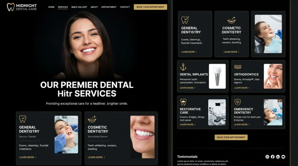Dental seo website service pages