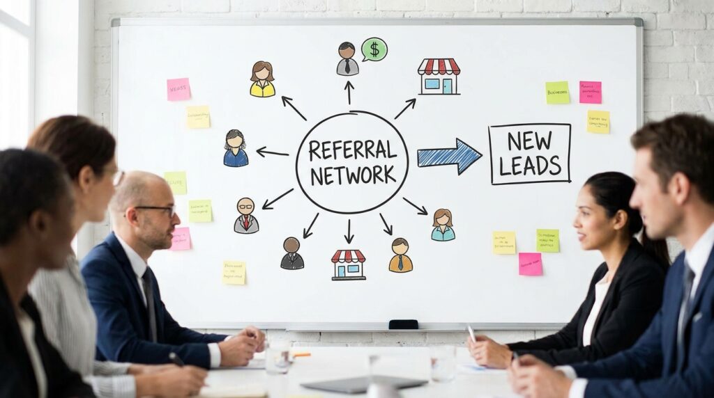 commercial roofing lead generation through referral network